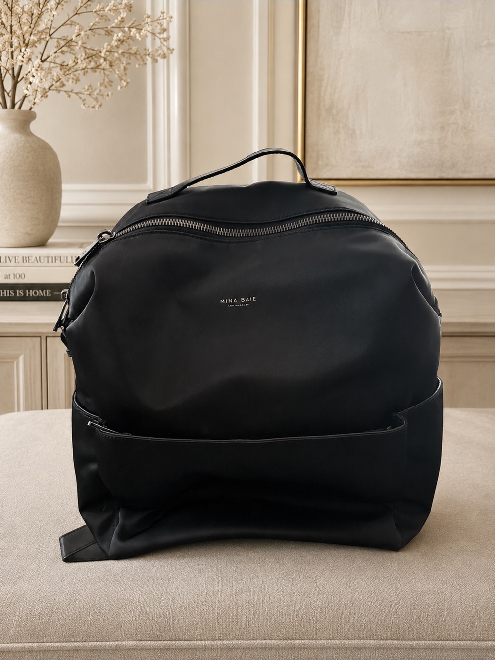 Mina Baie Black diaper Bag Backpack